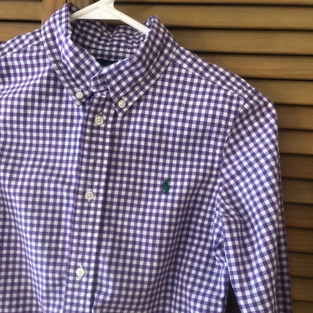 Boys Size 7 Ralph Lauren Button Down Gingham Shirt